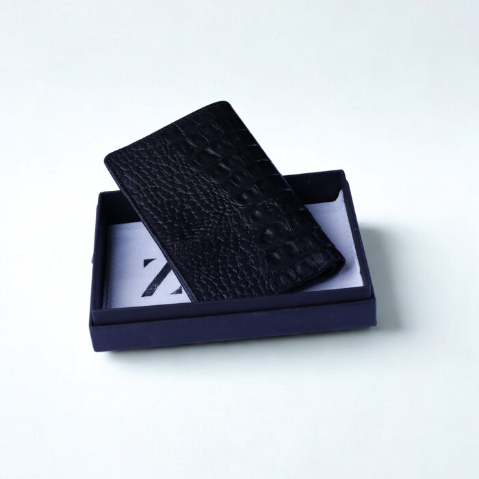 Luxury Black Croc-Textured Leather Wallet